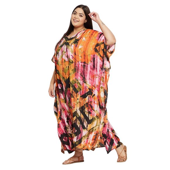Womens Multicolor Geometric Maxi Dress Caftan Cover Up Evening Gown for Party - Picture 7 of 9